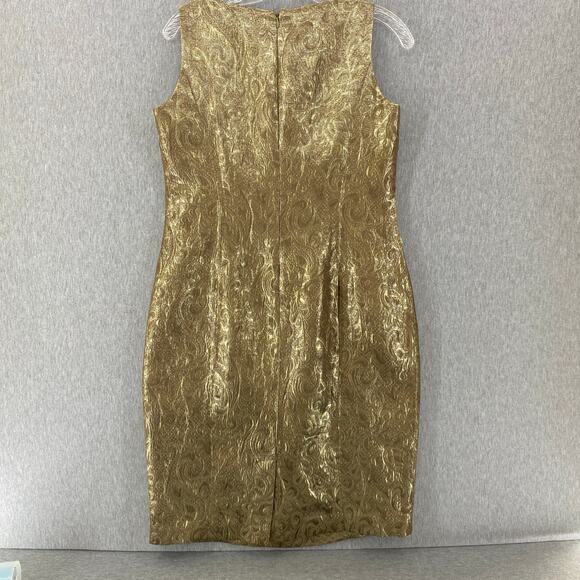 Lauren Ralph Lauren Cocktail Evening Dress Gold Metallic Sleeveless Sz 10 - Picture 2 of 6